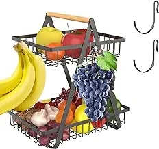 3 Tier Fruit Basket, Hokyzam Metal Fruit Bowl Bread Baskets Detachable Fruit Holder Fruit Tray Kitchen Storage Baskets Stand for Fruits Breads Vegetables Stand (type-2Tier)