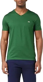 Lacoste Mens V-neck Pima Cotton Jersey T-Shirt,Color:Greens,Size:S