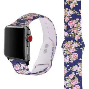 حزام لساعة Apple Watch Series 5 و 4 40 مم (نمط زهرة وردية)