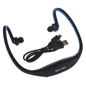 TA USB Sport Running MP3 Music Player Headset Headphone Earphone TF Slot- أزرق