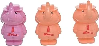 SBEIQI BQ-816 Manual Pencil Sharpener with Shell Mr. Elephant Shape Pack of 3 Pieces - Simon Pink