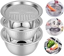 GOBEAUTY 3 in 1 Multifunctional Stainless Steel Grater Salad Strainer