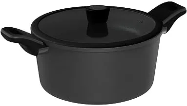 Pedrini Casserole D.20 With Silicone Band Lid, Evo Basic Shrink Pack, Color Sleeve- Black