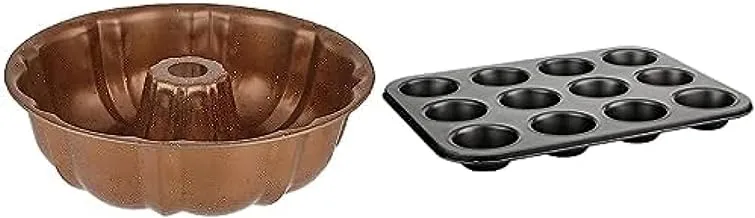 Oudi aluminum round non-stick cake mold - multi color + Cupcakes Pan, 12 pieces, nonstick