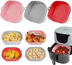 Air Fryer Silicone Liners: Air Fryer Silicone Pot, Square Air Fryer Basket Reusable, Food Safe Air Fryers Oven Accessories, Replacement of Parchment Paper (Top 8 Inches for 4-7 QT)