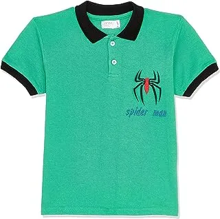 lovely land Boys Stitched Spiderman Patch Green, Red & Black Boys Polo Shirt Baby and Toddler T-Shirt Set (pack of 1)