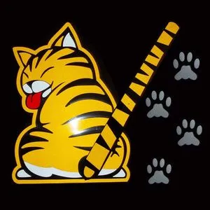 Cartoon Cat Moving Tail Paws Sticker Window Reflective Sheeting 3D Car Decal Rear Wiper Funny Outside Styling Windshield Auto Vehicle Decoration