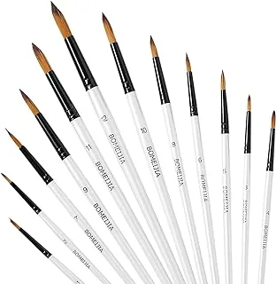 BOMEIJIA Paint Brushes for Acrylic Painting Set, 12 PCS Nylon Professional Round Paint Brushes for Watercolor, Oil Painting, Acrylic, Face Body Nail Art, Crafts, Rock Painting