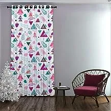 Shatta Fabrics and Curtains Colorful Leaves Printed Shaggy Curtain 79Stripe One Side