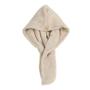 Hair Towel Wrap With A Button- Beige