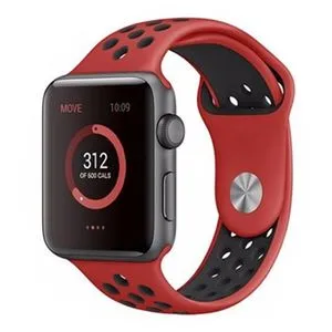 حزام رياضي لساعة Apple 4/3 42 مللي متر / 38 مللي متر شريط Iwatch 44 مللي متر / 40 مللي متر سوار سيليكون سوار تنفس Watchband Series 4 3 2 1 (# أحمر أسود 7) (42 مللي متر S) SHA