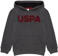 U.S. Polo Assn. Kids Mixed Material-Regular-Full Sleeves Hooded Sweatshirt