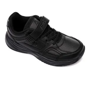 Activ Double Closure Leather Black Sneakers