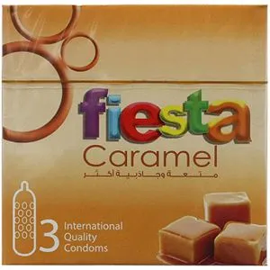 Fiesta Caramel Condoms - Dotted - Pack Of 3