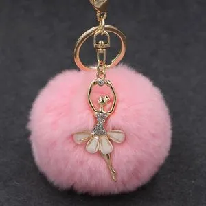 Ballet Golden Keychain Key Holder Key Chains Rings Holder Rex Rabbit Car Bag Pendant Fashion Bag Ornaments Pendant, Random Color Delivery