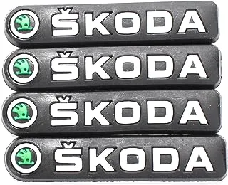 Skoda Car Side Door Guard Edge Defender Protector Trim Guard Sticker (Black,4 pcs set)