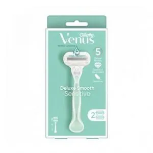 Gillette Venus Deluxe Smooth Sensitive Handle 5Blades ,2 Head + Azwaaa Gift