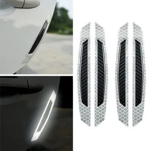 4Pcs Auto Car Door Reflective Strip Waterproof Safety White Black