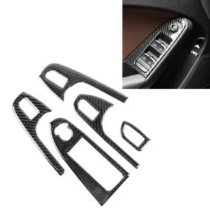 5 PCS Car Carbon Fiber Door Lift Window Regulator Button Decorative Sticker For Audi A4L / A5 / Q5