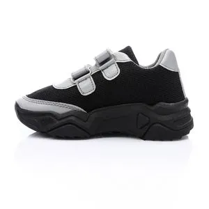 Roadwalker Rubber Sole Mesh Kids Velcro Sneakers - Black & Grey