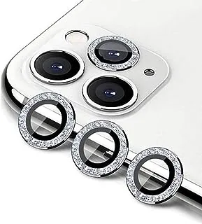 Keendex KX 2669 Glass Screen Camera Lens Protector For Iphone 13 Pro with Glitter Design - Silver