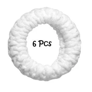 6 Pcs White Thick Elastic Hair Ties