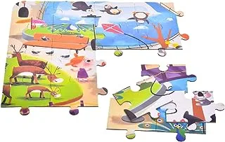 Generic Plastic Funny Puzzle Game Box With Animals Design For Children Set Of 56 Pieces - Multi Color