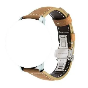 Italy Genuine Leather Watchband  For Samsung Galaxy Watch 42mm  R810/R800 Quick Release Band Butterfly Clasp Strap(#Light Brown S)(Galaxy Watch 42mm) YUA