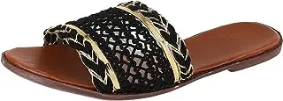 39 EU, Black, sway 1 c.m slippers, canvas,pure lace designed strap