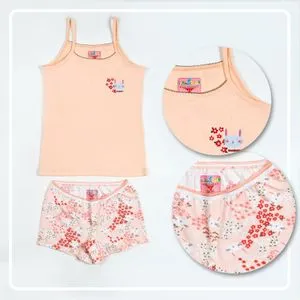 Girls Set Of Printed Undershirt & Floral Pantie - Simon