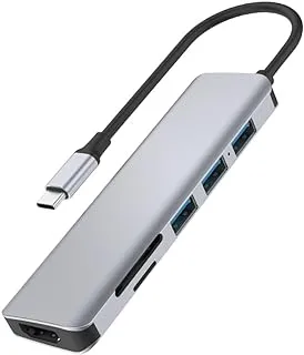 WIWU Alpha 731HC 7 in 1 Ports Aluminum Alloy USB-C Hub 100W, Multi-function, High speed transmit, Adapter Portable, Mini Size, Portable & Modern design - Gray