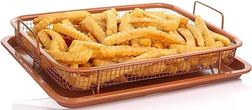 Suprcrne French Fries Plate French Fries Basket French Fries Pan Copper Plating Crisper Non-Stick Oven Mesh Baking Tray Chips Crisp Basket Tool