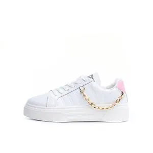 Desert Minimalist Side Embroidered Lace-Up White Flat Sneakers
