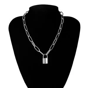 Fashion New Hip Hop Simple Layer Chain Necklace With Lock Women/men Punk Rock Padlock Pendant Necklace Vintage Emo Grunge Goth Jewelry(gold Lock)