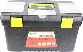 17 inch Pro Box, Plastic Tool Box with Handle, Portable Tool Case with Locking Lid, Tool Storage Organizer