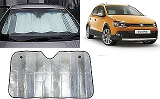 Autopearl Collapsible Mesh Foldable Auto Front/Rear Window Sun Shade Car Windshield For Volkswagen Polo (130 * 60 Cm_Silver)