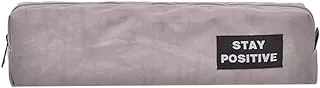 M&G APB932S1 Length+ Fabric Pencil Case 1 Zipper for Students and Kids - Light Gray