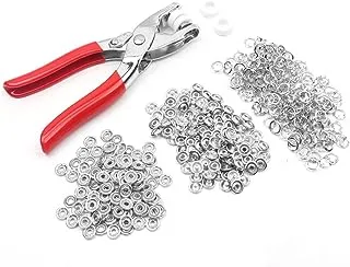 JTWEB Eyelet Press Studs Kit with Pliers 9.5 mm Metal Buttons Sewing Accessories Button Prong Buckle for Sewing Tool Snaps for DIY Crafts Clothing, 200 Sets