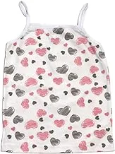 Papillon Cotton Sleeveless Undershirt Printed Hearts For Girls-White-4Years