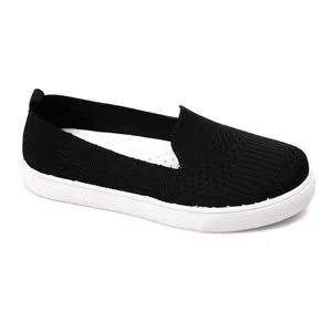 Roadwalker Slip On Textile Comfy Casual Shoes - Black