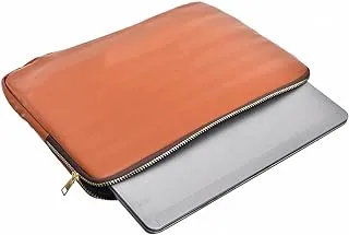 Accelerate Plain Rust Orange Leather Protective 15 - 15.6 inch Premium Laptop Sleeve Case with Zipper Pocket | Slim Design Laptop Bag compatible with MacBook, Dell, Lenovo, HP, Asus and others