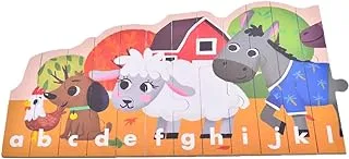 Generic Plastic Puzzle Game Box With Farm Animals Design For Children Set Of 26 Pieces - Multi Color