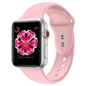 Strap For Apple Watch Band 4 3 2 1 Correa Iwatch Band 42mm 38mm 44mm 40mm Silicone Sport Pulseira Bracelet Watchband Accessories(#Light Pink)(42mm 44mm ML) SHA