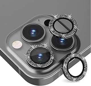 Keendex KX 2655 Glass Screen Camera Lens Protector For Iphone 12 Pro Max with Glitter Design - Black