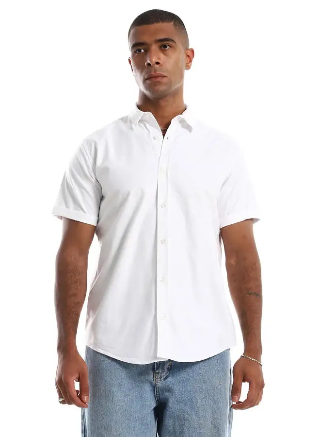 RAVIN 97850 Plain Short Sleeves Buttoned White Shirt.