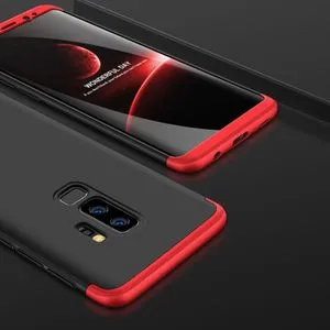 GKK For Galaxy S9+ Three Stage Splicing 360 Degree Full Coverage PC Protective Case Back Cover (Black+Red)