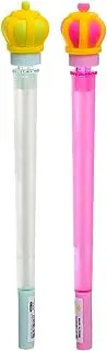 Shen Chao SC-1008A Cute Crown Shape Gel Pen 0.5mm Pack of 2 Blue Ink Pens for Girls, Kids and Adults - Mint Green Pink