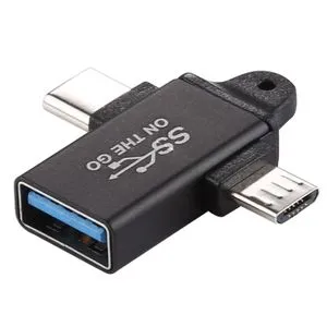 USB 3.0 أنثى إلى نوع C ذكر + محول سبائك الألومنيوم ذكر مايكرو (أسود)