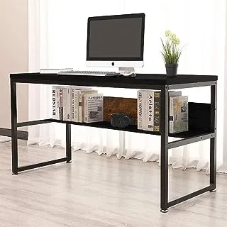 Computer desk with lower bookshelf 100x60x75 Black