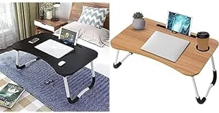 Quick.X 2725-61273-50-17 Laptop Table (Black) + Laptop desk, inaya portable laptop tray (wooden brown)